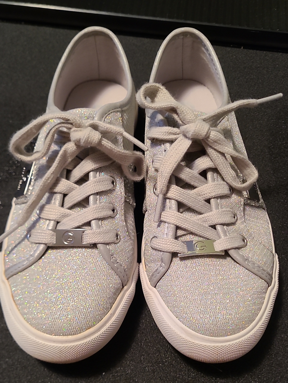 GBG Los Angeles Glitter Lace-Up Sneakers - Light Silver